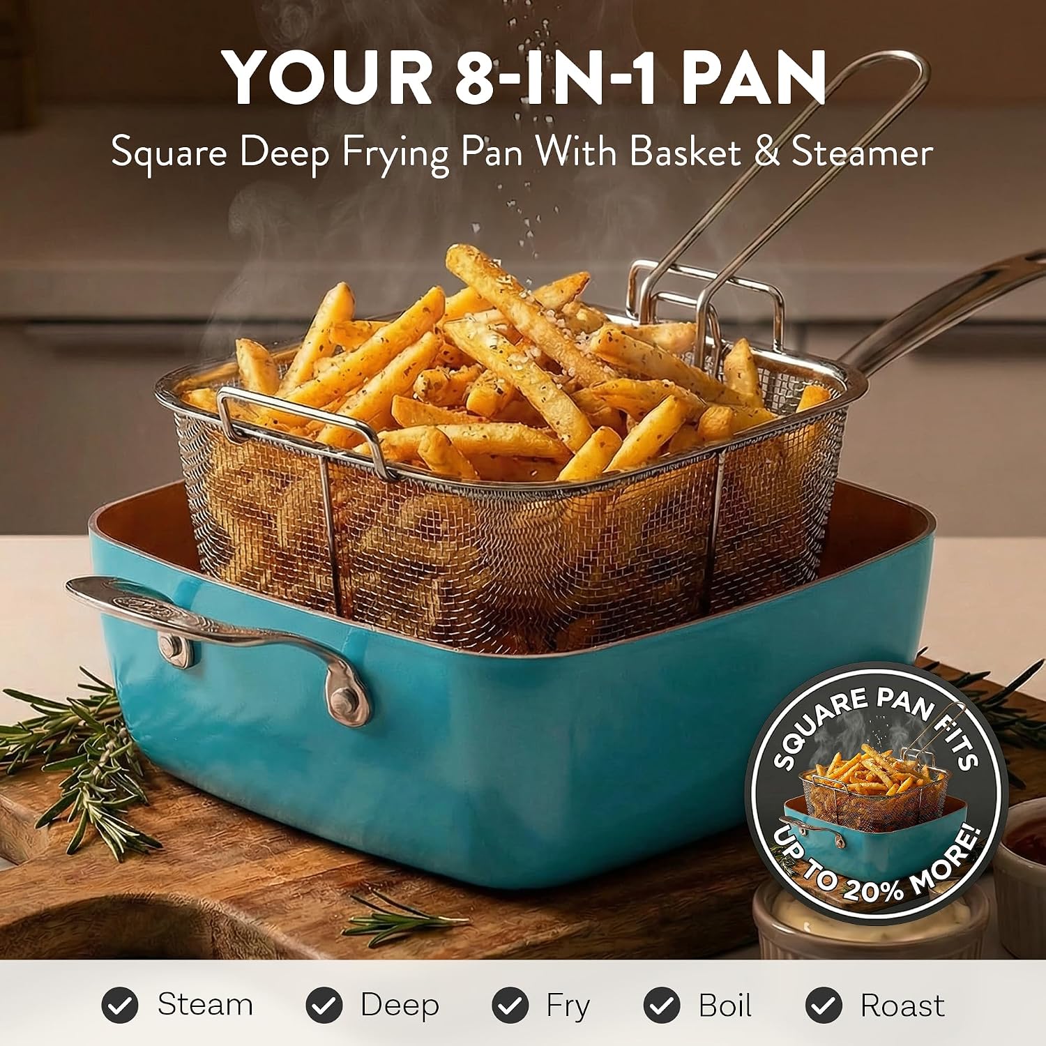 GOTHAM STEEL 20 Piece Copper Pots and Pans Set Nonstick Cookware & Ceramic Bakeware Set, PFOA PFOS Free, Dishwasher/Oven Safe to 500°F, Non Toxic, Metal Utensil Safe – Turquoise