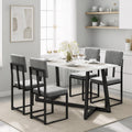 HUGROVE 5 Piece Dining Set, 47.24'' Faux Marble Dining Table Set for 4, Modern Minimalist Kitchen & Dining Room Set with Upholstered Chairs for Small Spaces, Apartments (Charcoal Velvet)