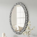 SHYFOY Oval Wall Mirrors Decorative, 23.6x35.4 Ornate Accent Mirror Crystal Frameless Mirror Jeweled Mirrors for Living Room Bedroom Entryway Wall Decor