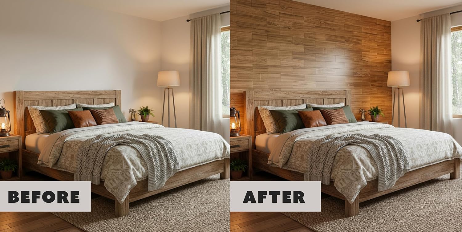 100% Paulownia Wood Wall Planks, 17'' x 4.5'' x 0.6'' Wood Panels for Accent Walls, DIY Wall Paneling Boards for Home Decor, Bedroom, Living Room, DIY Art Craft Boards, 50 Sq Ft, 100pcs