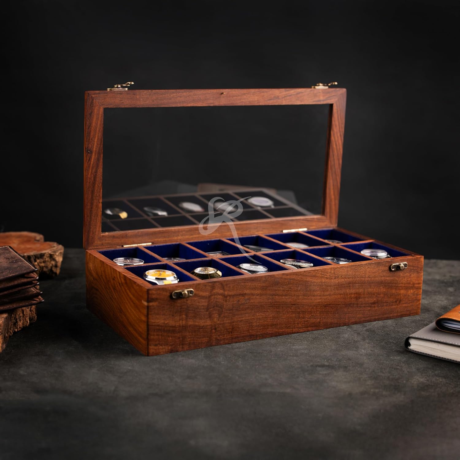 Royal Craft Expertise Wooden watch boxes, Watch box case organizer for men- Indian Long Lasting Wooden Watch Case - Luxury watch box for 12 watches For large mens wrist watches