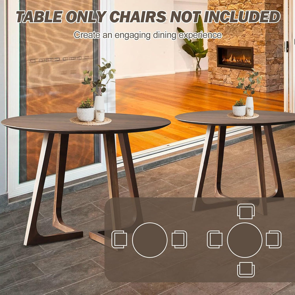 Walnut Round Dining Table for 4, 35.4' Small Wood Round Kitchen Table with Solid Wood Legs, Mid Century Modern Dining Room Tables for Home, Restaurant,Circle Coffee Table for Small Space