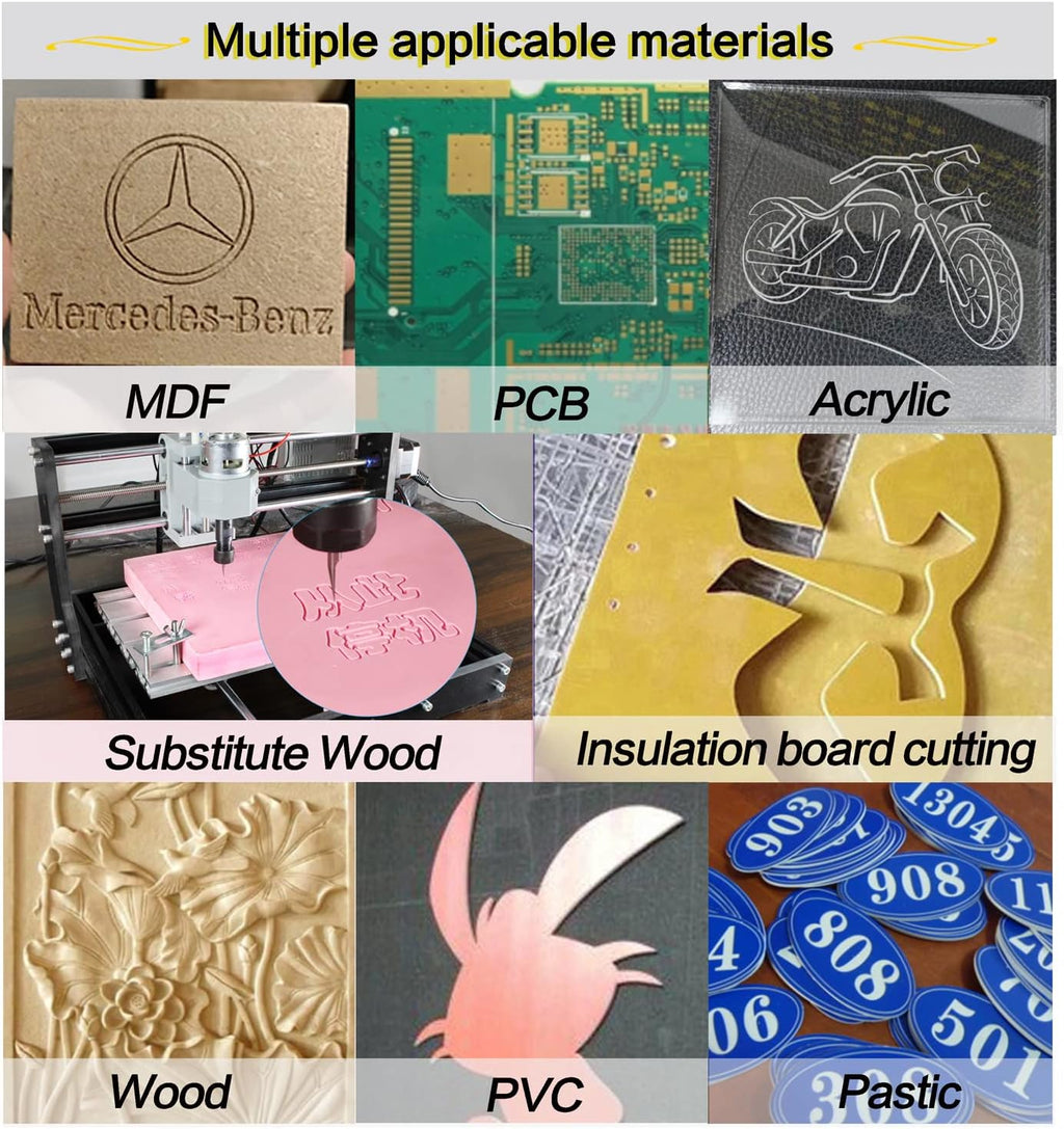 RATTMMOTOR DIY CNC Router Kit, 3 Axis Hobby CNC Router Machine GRBL Control, Plastic Acrylic PVC PCB Wood Mini Desktop Engraving Milling Carving Machine, Working Area 300x180x45mm