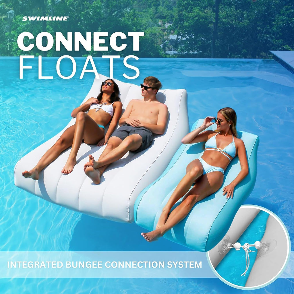 SWIMLINE Original Cloud Chaise Pool Lake Float Lounger Raft for Adults & Kids | Comfortable Fabric Foam Texture for Floating & Backyard Lounging | Connect Multi Floats W/Bungee System (Pack of 6)