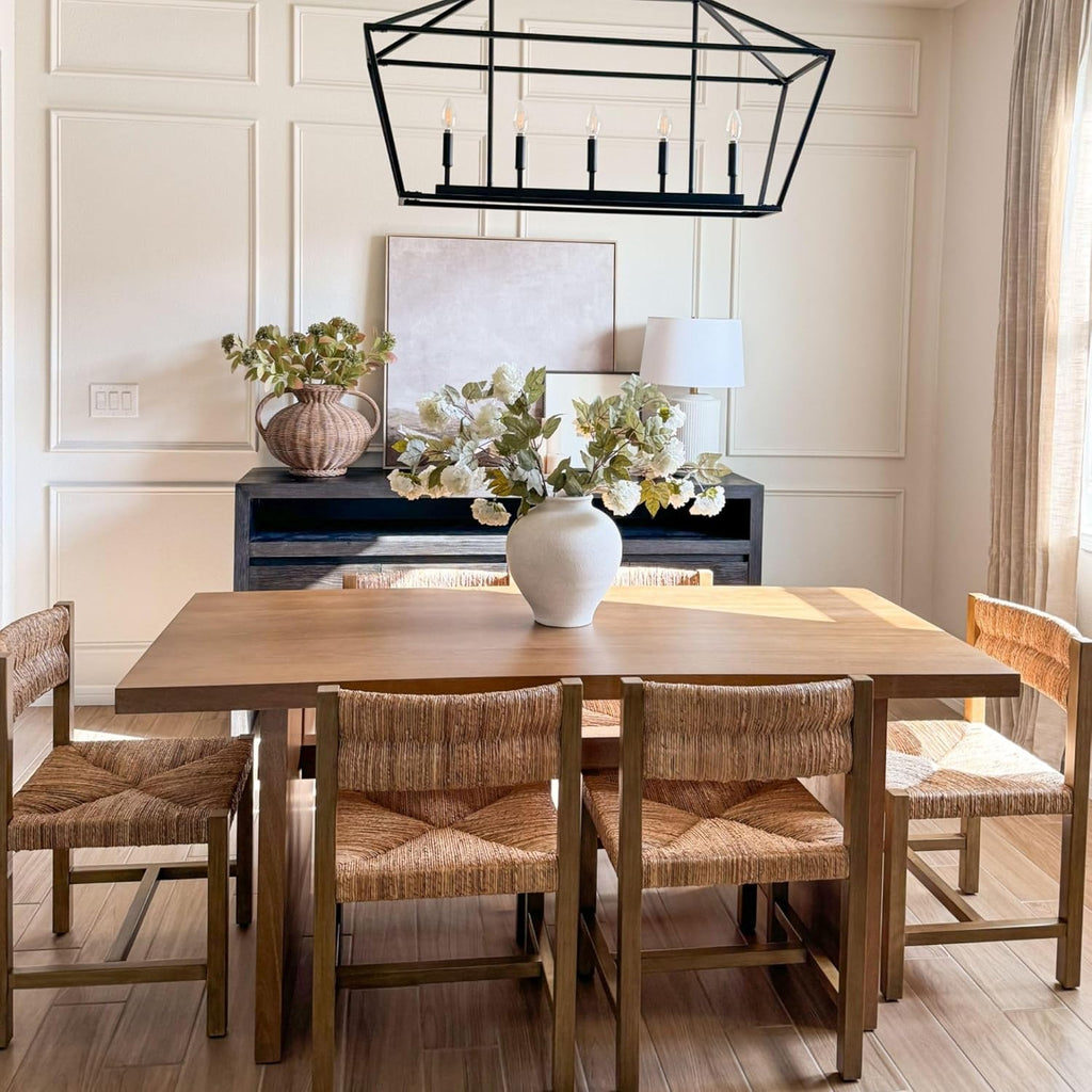 Nathan James Briggs Modern Dining Table for 6, Small Rectangle Dining Table, Solid Wood in Light Brown Finish