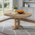 LUMISOL LUMISO Extendable Round Dining Table for 4-8, Solid Wood Expandable Oval Kitchen Table with Removable Leaf, 42'-58'' Dinner Table for Kitchen, Dining Table, Small Space, Natural