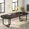 Tribesigns 70.86 Inches 6FT Oval Conference Table, Two-Tone Finish Curved Meeting Tables for Office, Large Business Training Seminar Table (Walnut+Black)