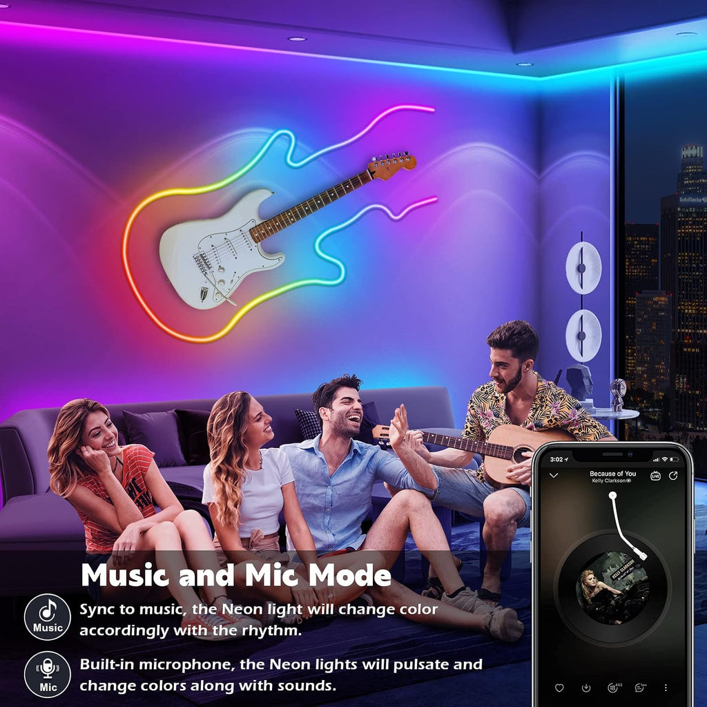 AILBTON 200Ft Neon Rope Lights,Flexible Led Rope Lights Control with App/Remote,Multiple Modes RopeLights,IP65 Outdoor RGB Led Neon Lights NonWater Resistant,Music Sync Gaming Led NeonLight Strip
