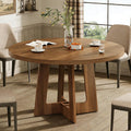 Round Dining Table for 4, Wooden Dining Room Table, Circle Kitchen Table for Home Dining Room Kitchen Living Room (Walnut Brown)
