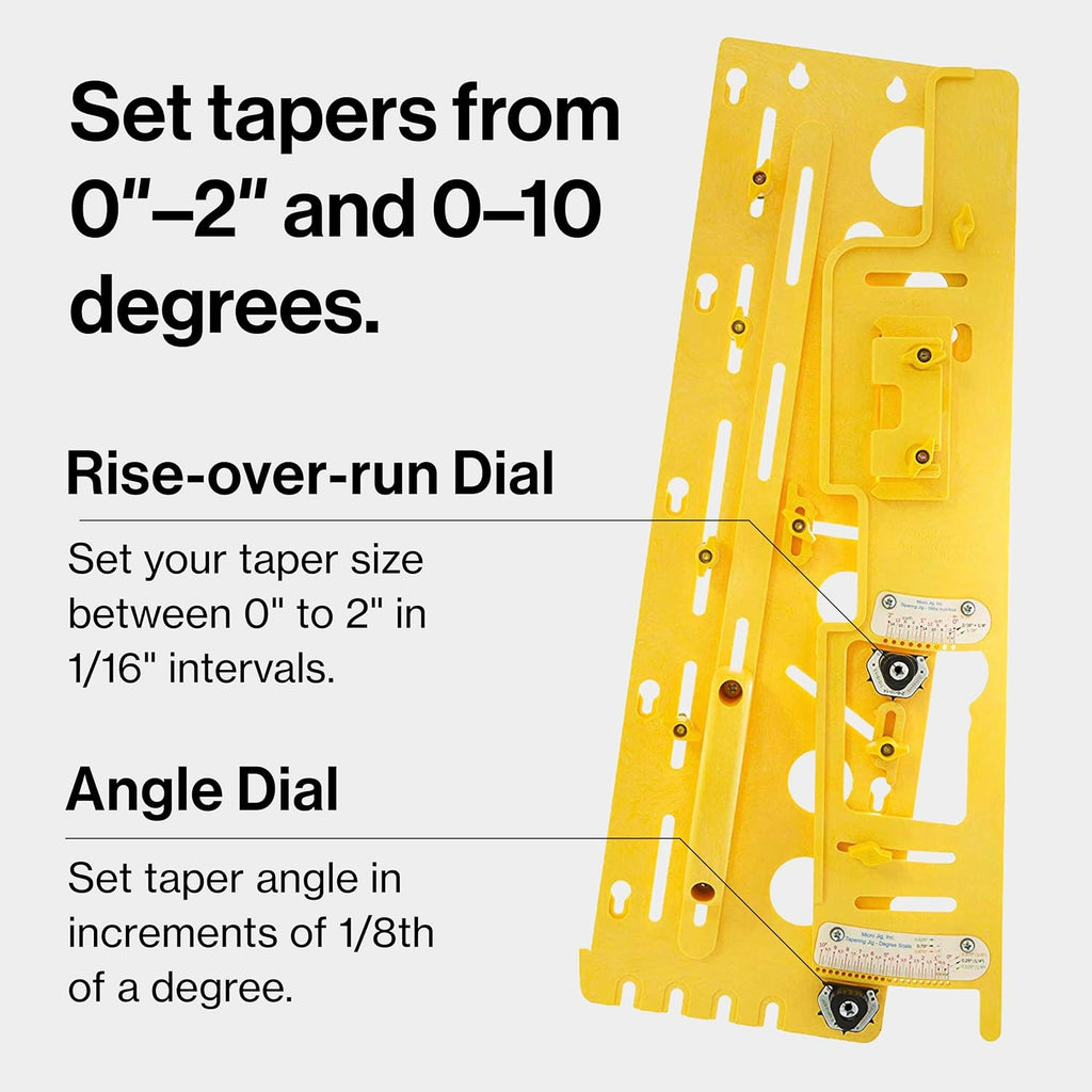 MICROJIG GRR-RIPPER Microdial Tapering Jig for Table and Band Saws, Taper Parts for Woodworking, TJ-5000, Yellow