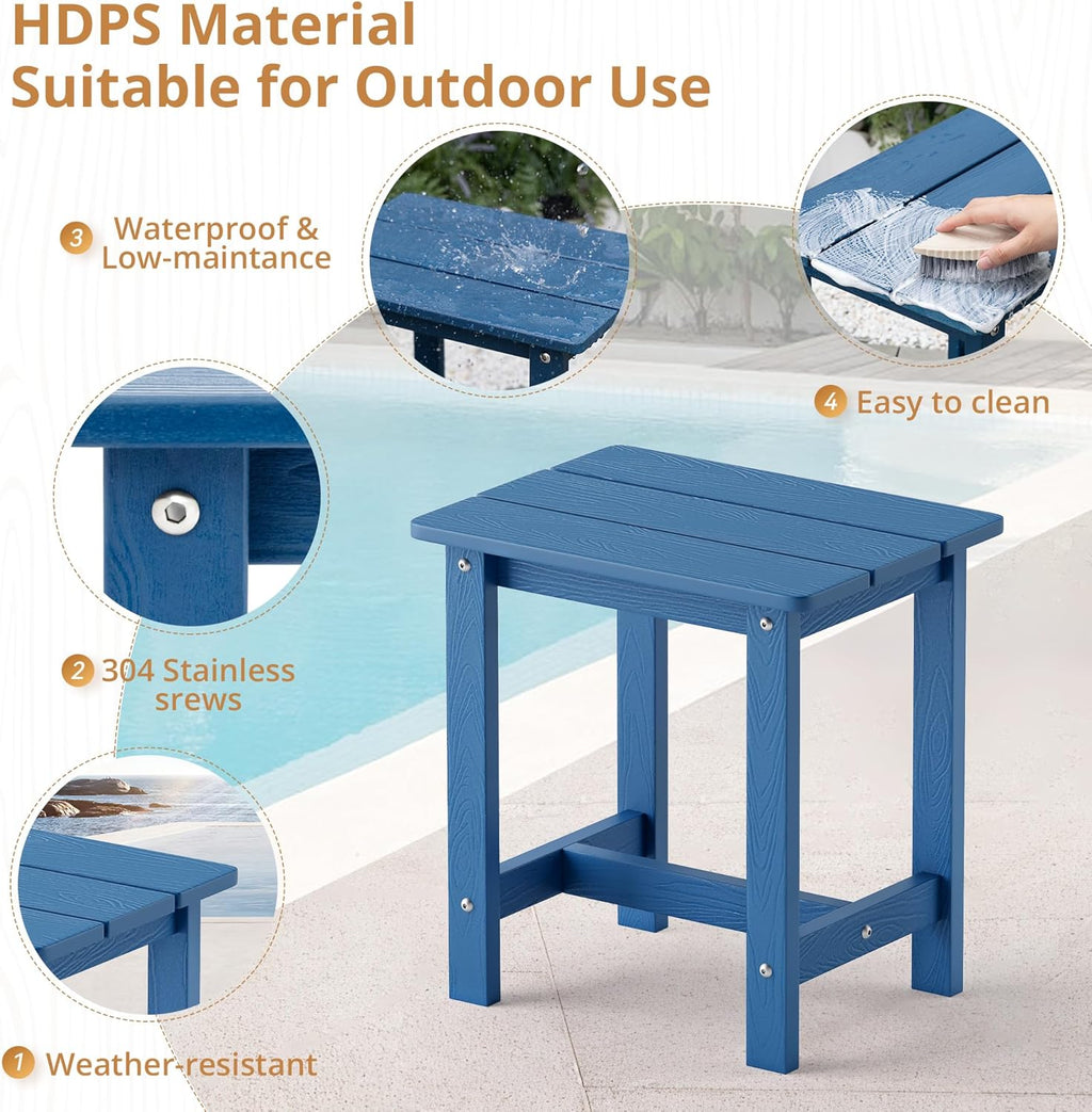 LUE BONA Outdoor Rocking Chairs Set, 3-Piece, HDPS Poly Porch Rockers with Table, Plastic Weather Resistant Rocking Chair Set for Outdoor Indoor, Garden, Backyard, 350lb, Navy Blue Chairs+Table