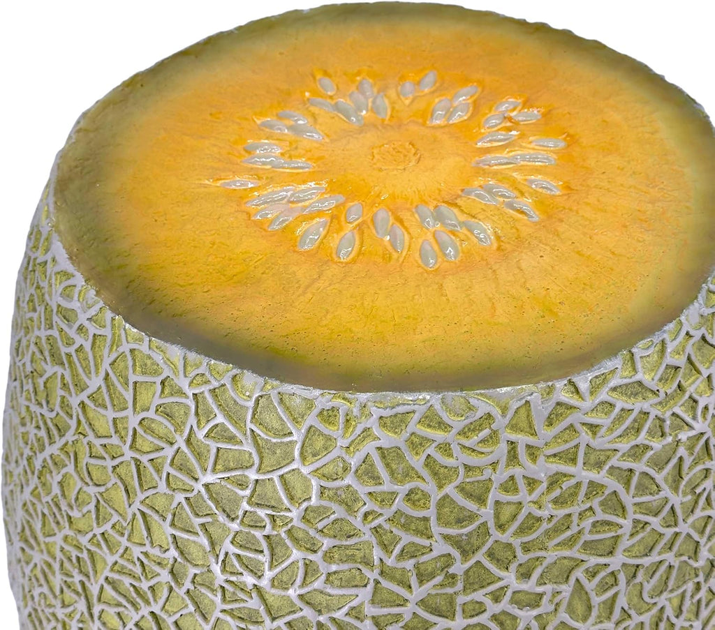Galt International 18' Cantaloupe Friut Stool Polyresin Side Table Home Decor Plant Stand Garden Indoor Outdoor Decorations