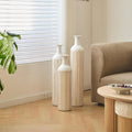 White Metal Floor Vase Set of 3 - Modern Glazed Tall Standing Vase for Home Decor, Living Room & Wedding Centerpieces, Tall Metal Standing Vases for Home Decor (White+Gold Ear of Wheat)
