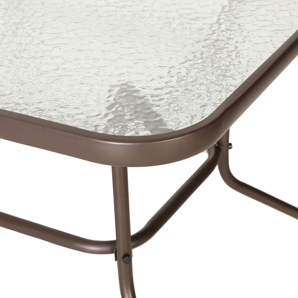 Flash Furniture Tory 31.5' x 55' Rectangular Tempered Glass Metal Table with Umbrella Hole, Bronze