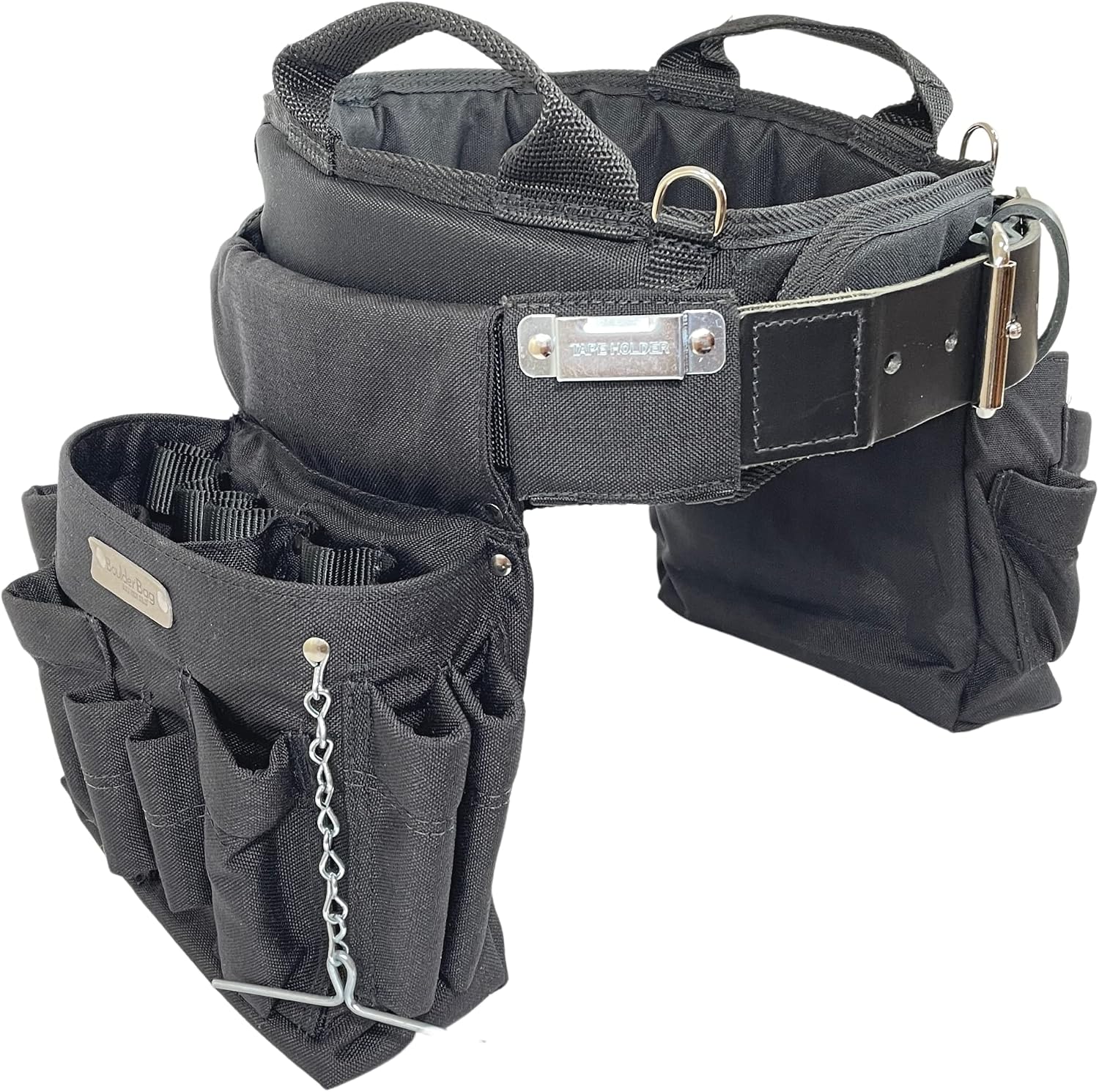 BOULDER BAG Professional Electrician's MAX Combo with Comfort Back Support Tool Belt, Leather Belt Buckle, Heavy Duty Tool Belt, Black (Medium 28-32 Inch Waist), Tool Belt Made in USA