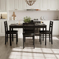 5-Piece Solid Wood Indoor Modern Rectangular Dining Table Set for 4,Table and 4 Chairs Set with Soft Cushions for Kitchen,Bar,Living Room,Breakfast Nook,Black