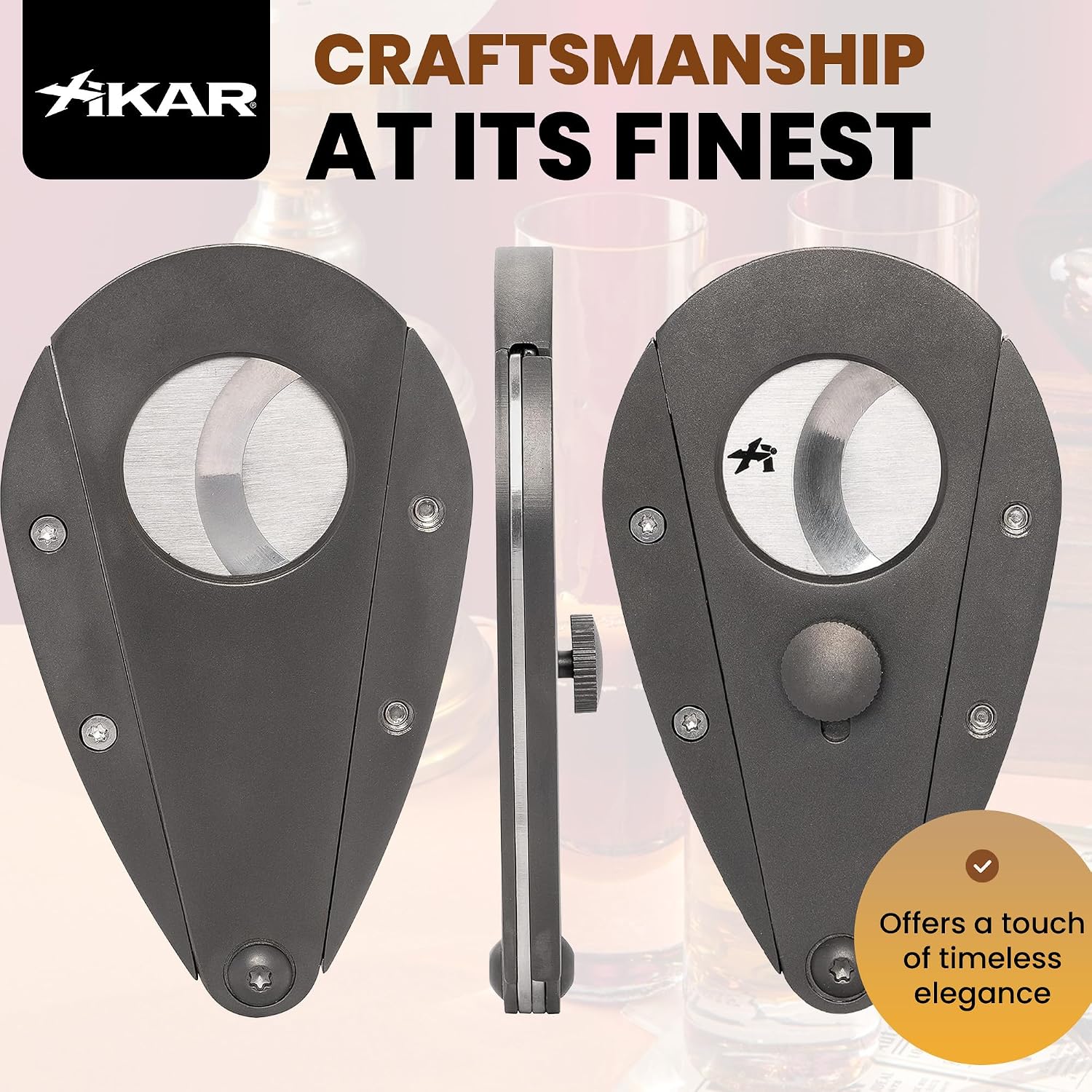 XIKAR Xi3 Cigar Cutter – Precision Double Guillotine Cigar Cutter with 440C Stainless Steel Blades – Rockwell C Rated for 54 to 60 Ring Gauge Cigars – Premium Travel Cigar Accessories