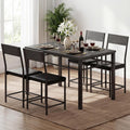 Dining Table Set for 4, 5-Piece Kitchen Table and Chairs Set, Rectangle Wooden Dining Room Table with Metal Frame & MDF Board, Perfect for Small Space, Dinette, Apartment, Grey