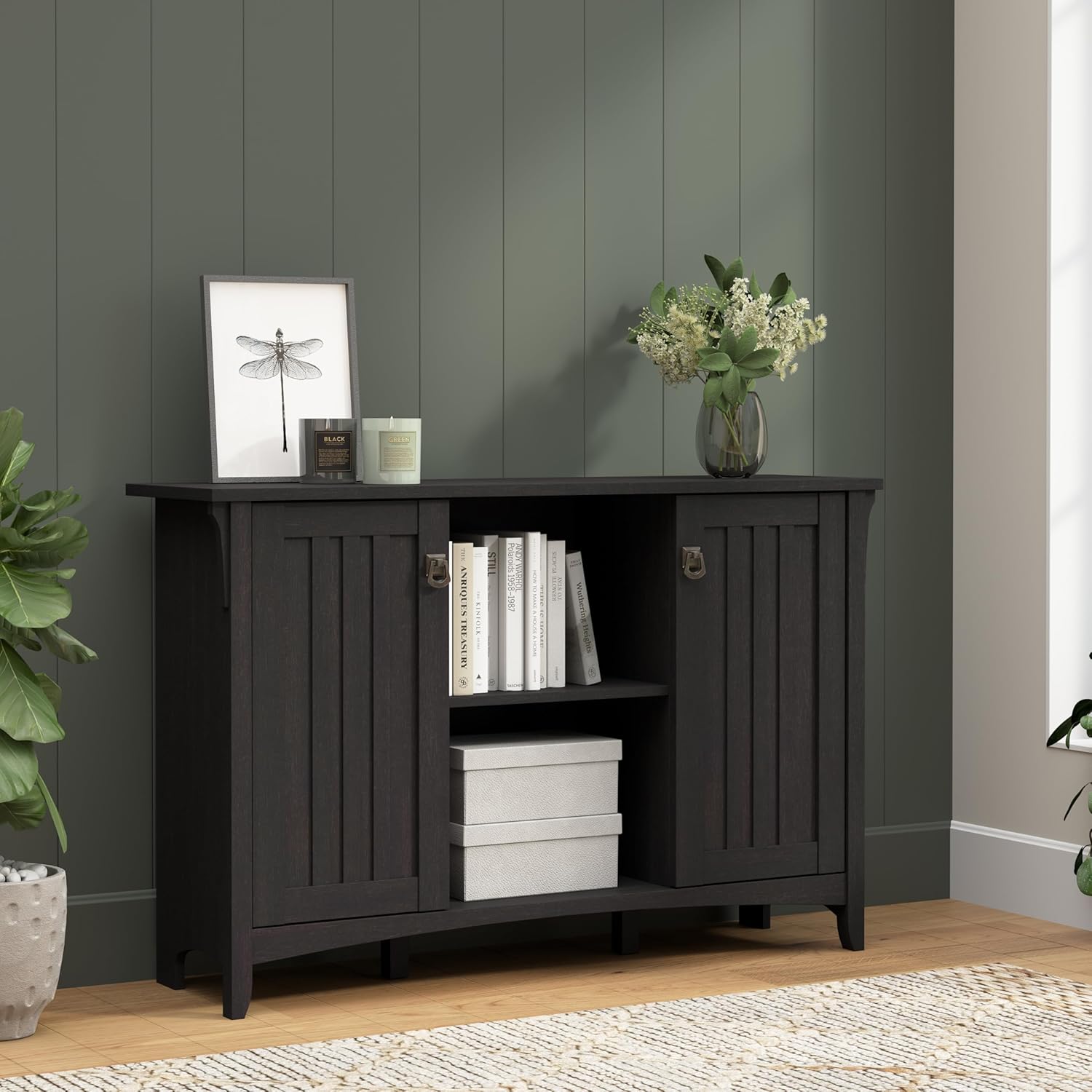 Bush Home Salinas Accent Storage Cabinet with Doors in Vintage Black