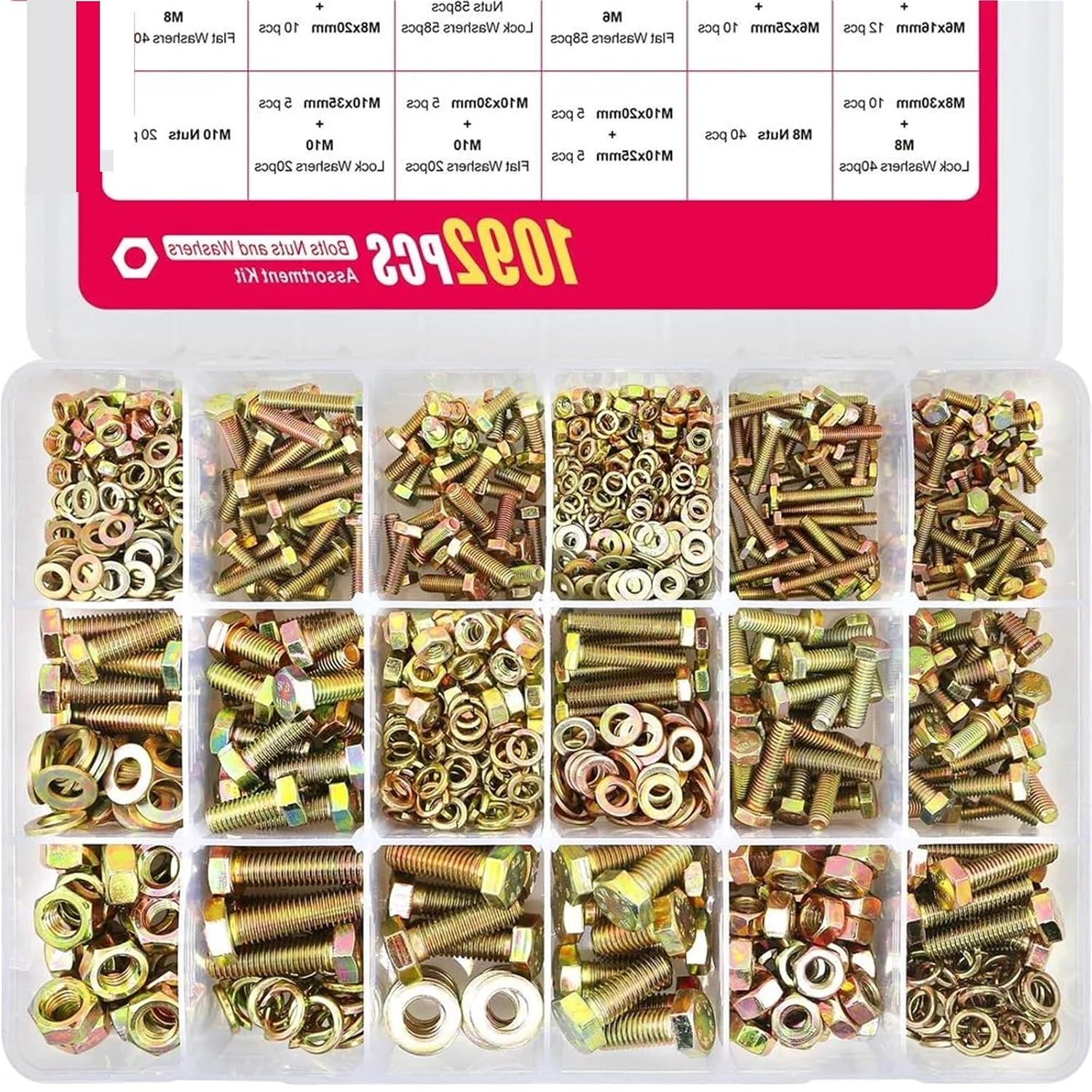 Set Screw Assortment Kit 1092PCS Steel Grade 8. Heavy Duty Metric Bolts and Nuts Kit for Homeowners,DIYers,Mechanics,Industrial Workers