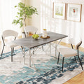 HOMCOM 47'-63' Expandable Dining Table for 4-6 People, Farmhouse Dinner Table with Heavy Duty Metal Trestle Base, Rectangle Kitchen Desk, Distressed Gray
