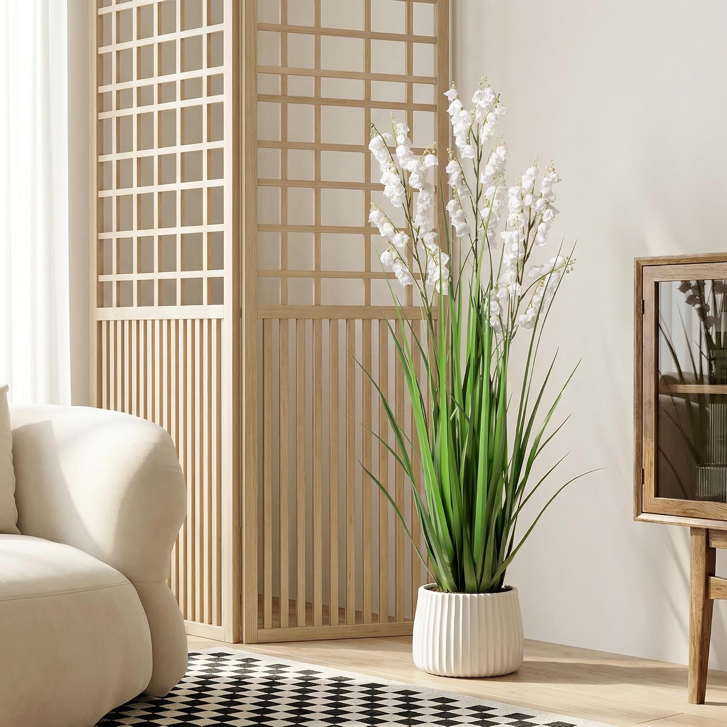 Fake Plants Home Decor Fake Flowers Artificial Plants Outdoor Tall Grass Plant Artificial Pampas Grass Decor Artificial Plants Indoor Fake Grass Living Room Decor Artificial Grass 36'2PCS White