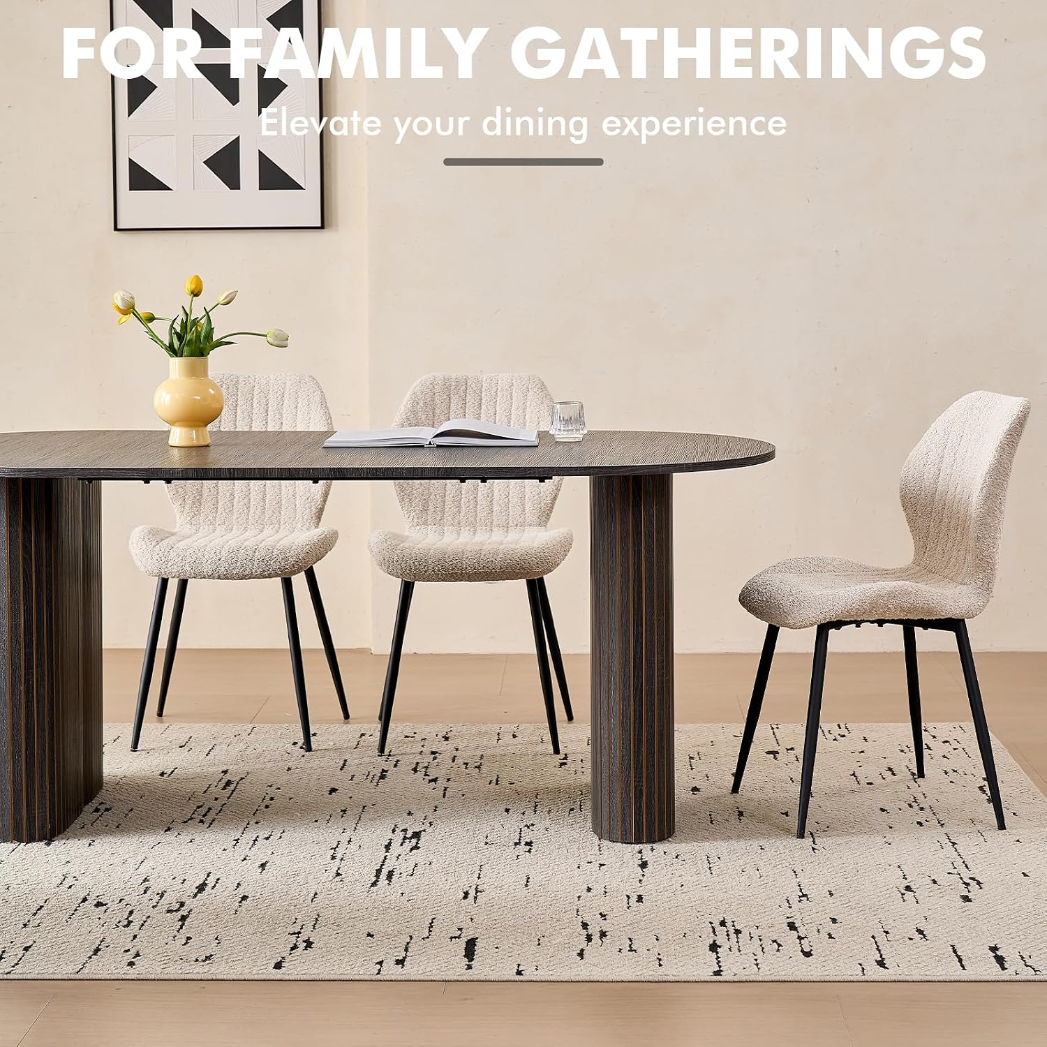 70.8' Oval Table for 4 6 Person, Modern Farmhouse Kitchen Dinner Table for Living Receiption Room, Black