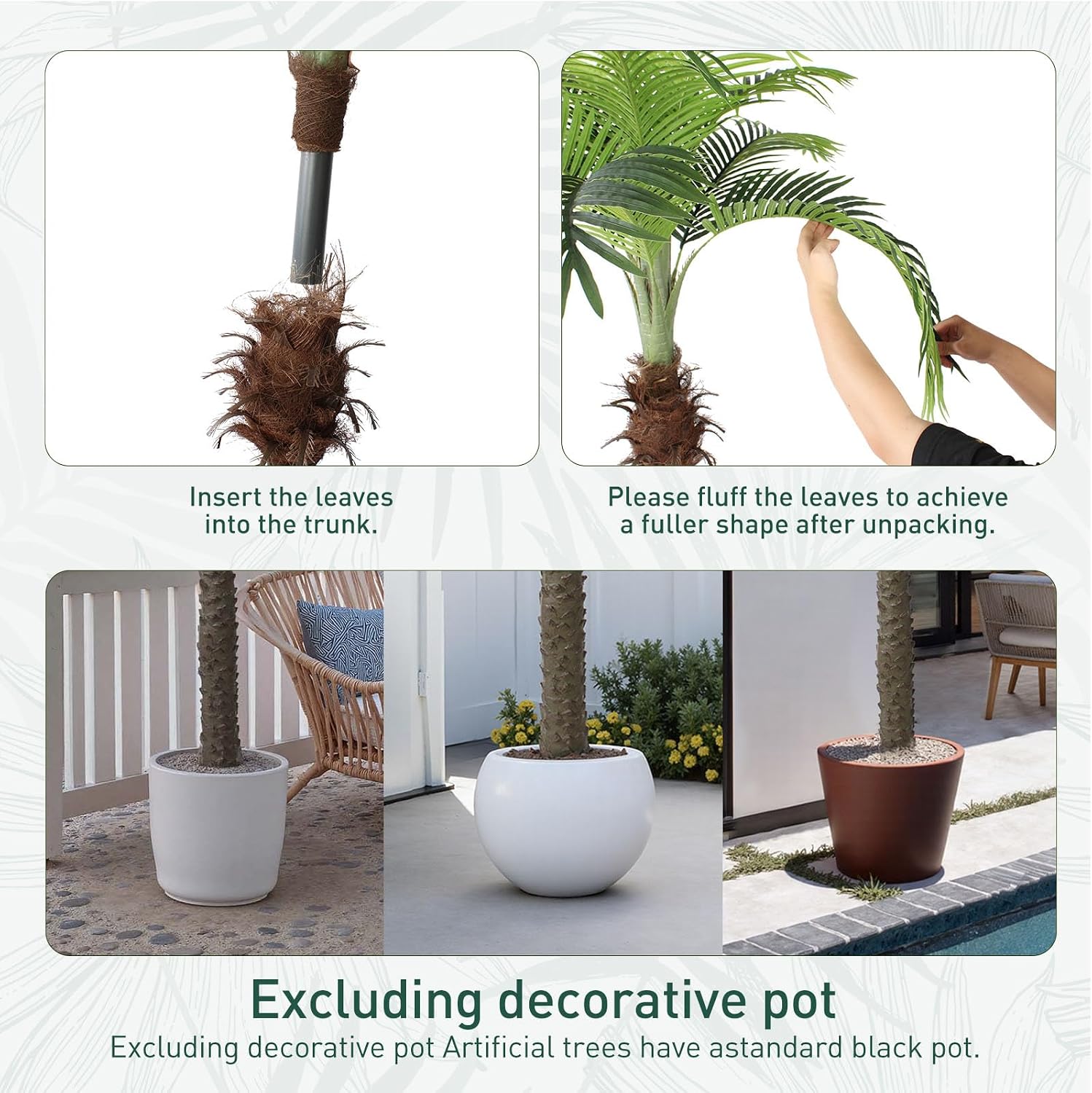 YEPDIN 2 PCS Fake Palm Tree 7 FT,Tall Artificial Palm Trees for Outdoor Indoor Decor,Faux Phoenix Palm Plants for Outside Patio Pool Coastal Home Office Living Room