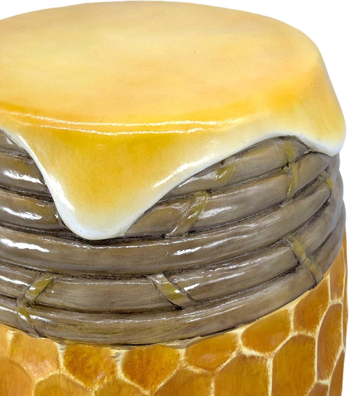 Galt International Honeycomb Stool Side Table w/Bees & Honey Top 17' | Cute Fantasy Yellow Golden Honey Hive Basket Fun Eclectic Home Decor Resin