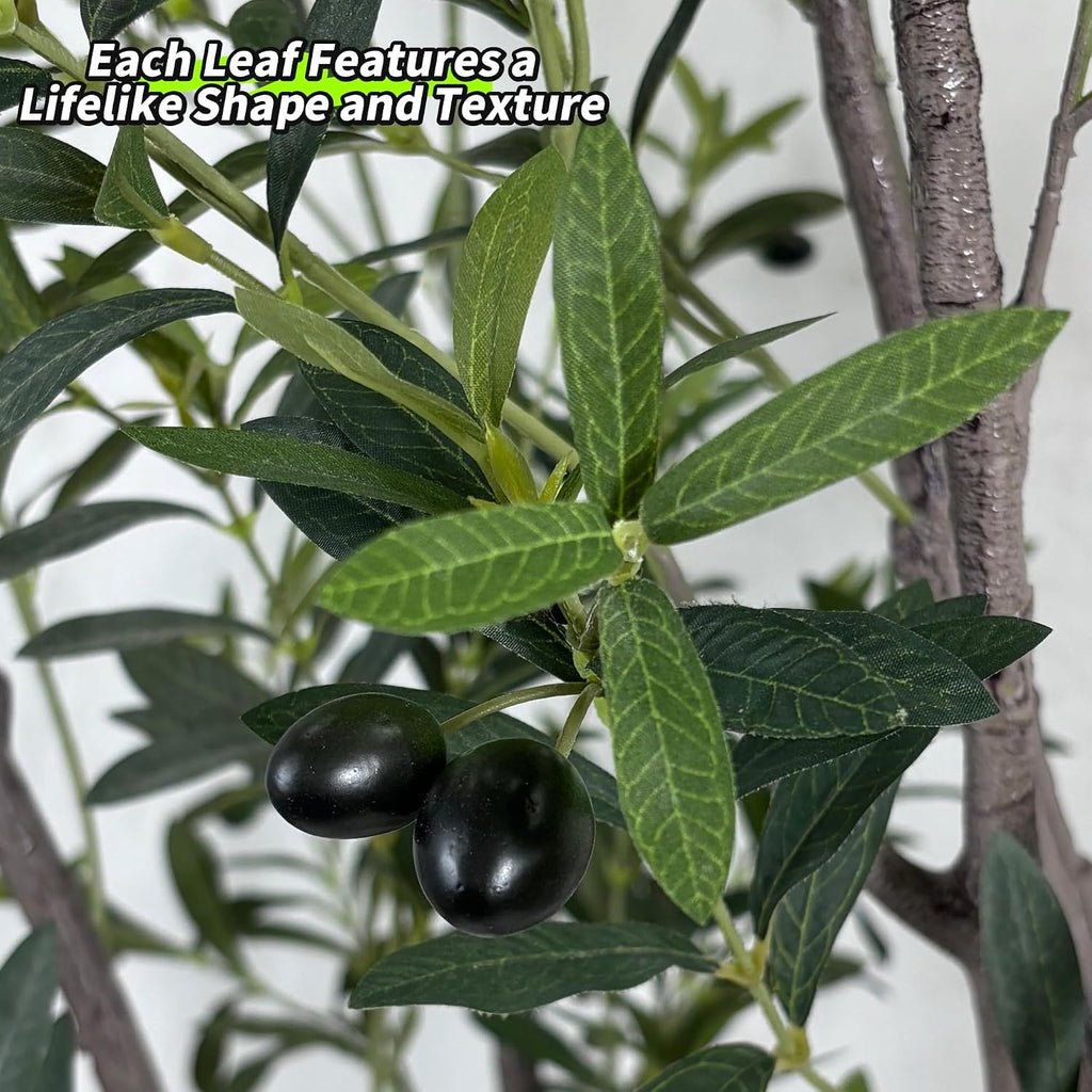 Faux Olive Tree, 8 Feet Realistic Faux Olive Tree Trunks & Leaf Fruits for Home Décor Accents, Perfect for Living Room & Office - Olive Trees Artificial Indoor