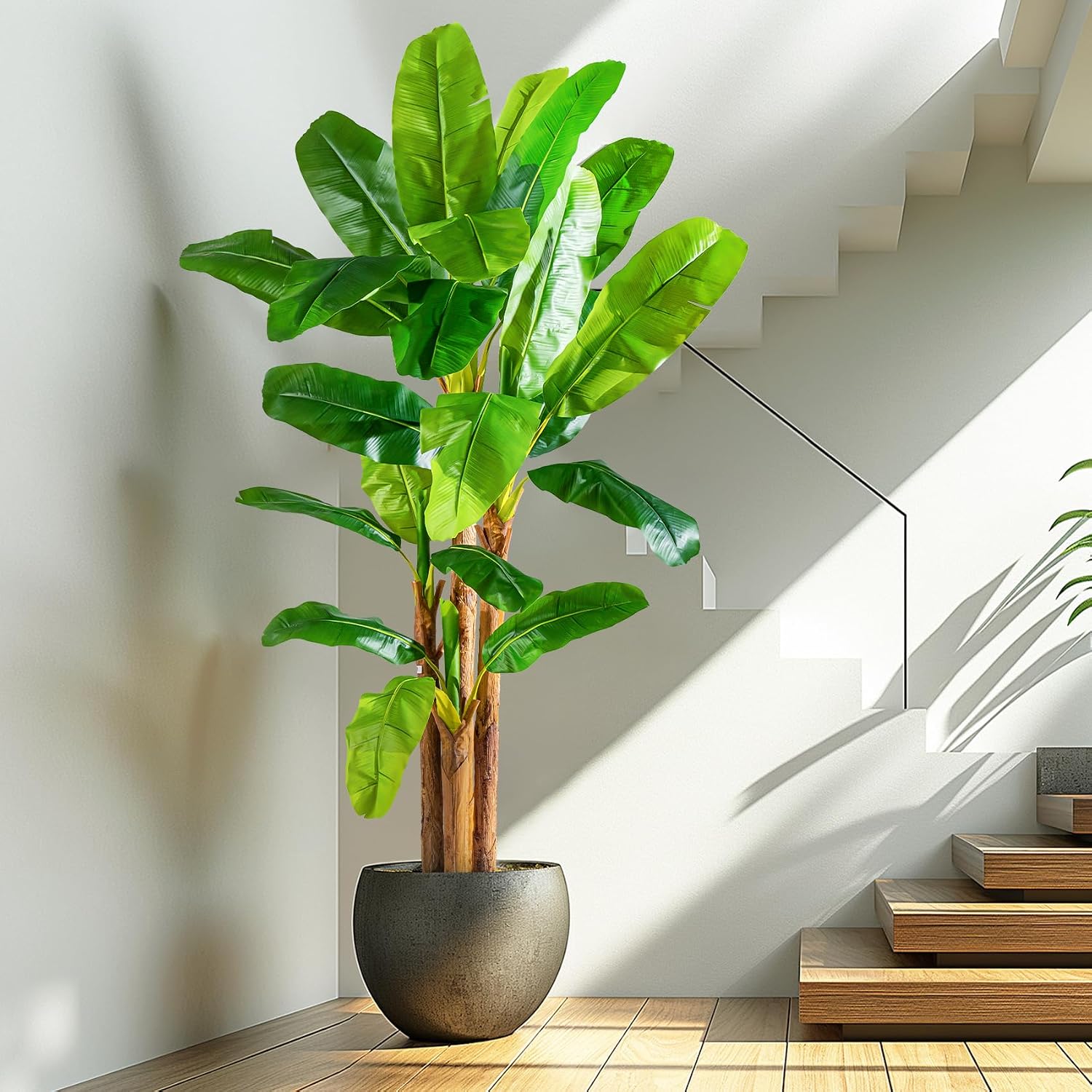 Erimda 8.2FT Artificial Banana Tree Tall Fake Banana Leaf Plant Faux Banana Silk Tree Faux Banana Leaves for Home Swimming Pool Indoor Outdoor Patio Tropical Decor