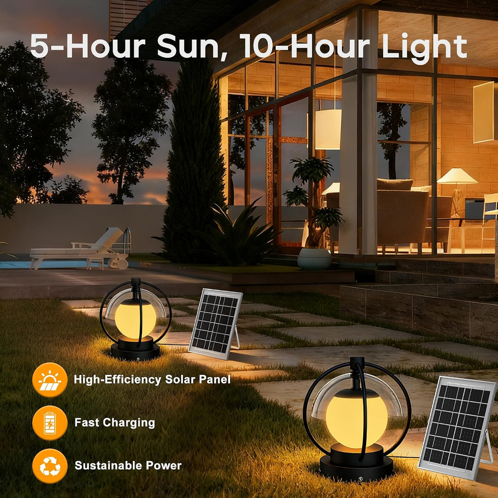 Solar Post Lights with Remote Control, Modern Pillar Light Dusk to Dawn IP54 Waterproof Solar Post Cap Lights with 3200K LED Outdoor Light Fixture for Garden Deck Patio Outside Lighting (Moon)