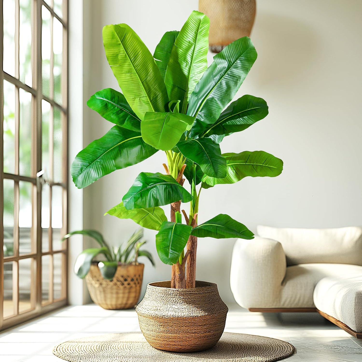 Erimda 6FT Artificial Banana Tree Tall Fake Banana Leaf Plant Faux Banana Silk Tree Faux Banana Leaves for Home Swimming Pool Indoor Outdoor Patio Tropical Decor