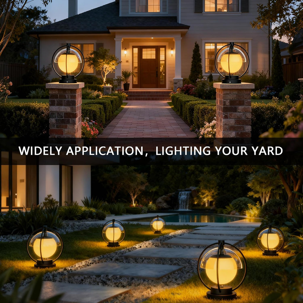 Solar Post Lights with Remote Control, Modern Pillar Light Dusk to Dawn IP54 Waterproof Solar Post Cap Lights with 3200K LED Outdoor Light Fixture for Garden Deck Patio Outside Lighting (Moon)