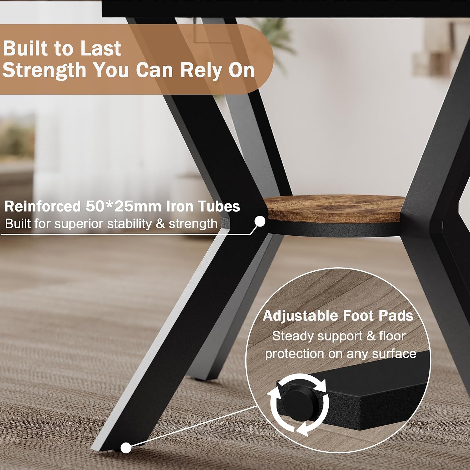 42'-58' Extendable Oval Dining Table for 4-6, Kitchen Round Table with Hidden Leaves & Storage Shelf, Space Saving Modern Design with Sturdy Metal Legs for Kitchen, Dining Room & Small Apartments