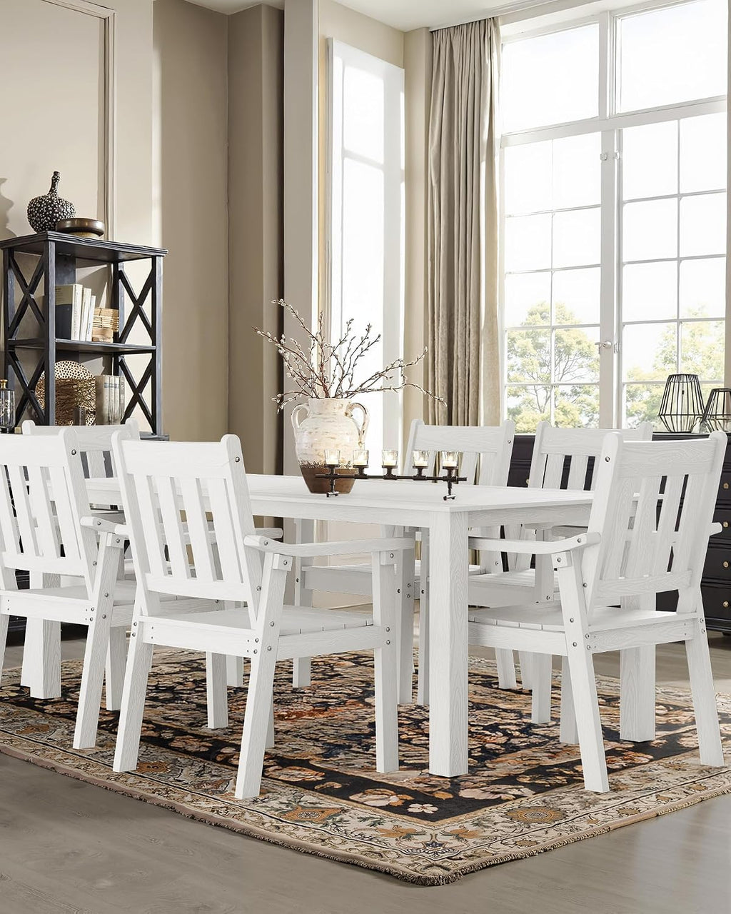 YEFU Patio Dining Chairs Set of 4: All Weather Outdoor Dining Chairs with Wide Curved Seat and Backrest - Outdoor Furniture Plastic for Outside Backyard/Garden/Porch/Deck 350lbs Capacity White