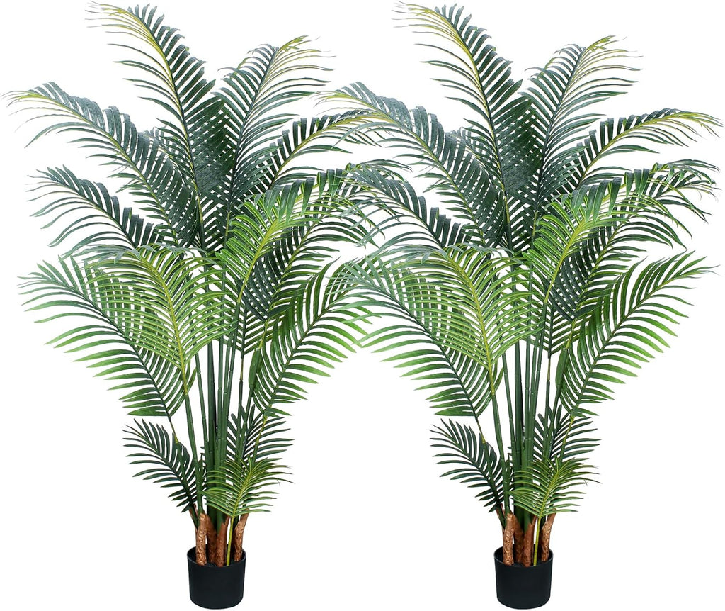 Yepdin Artificial Tropical Palm Plant - 5 Ft Tall Faux Palm Tree with Plastic Pot for Office and Home Decor, Indoors and Outdoors, Housewarming Gift, K1502PCS