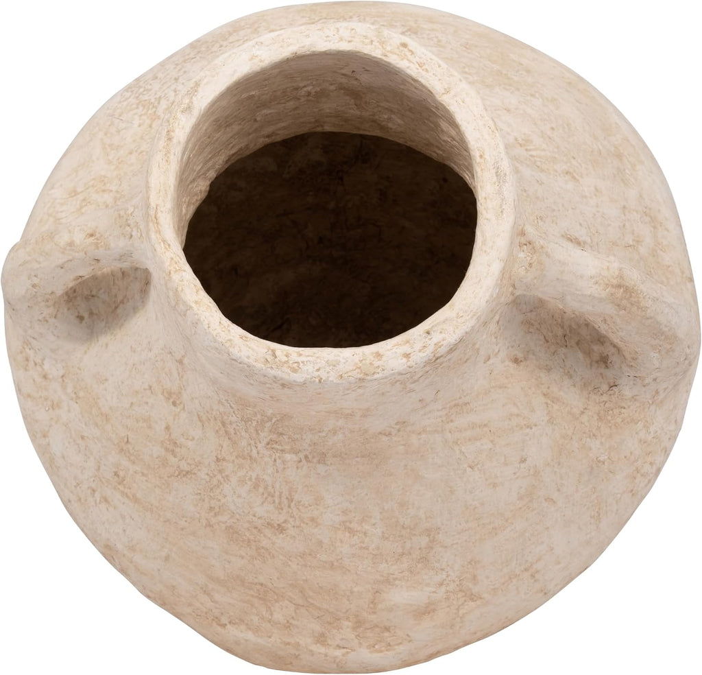 Paper Mache Vase – Flower Holder for Stems and Greenery, Living Room or Bedroom Shelf and Table Styling, Textured Pottery Look Home Decor Accent for Collected Spaces – 14', White Vase