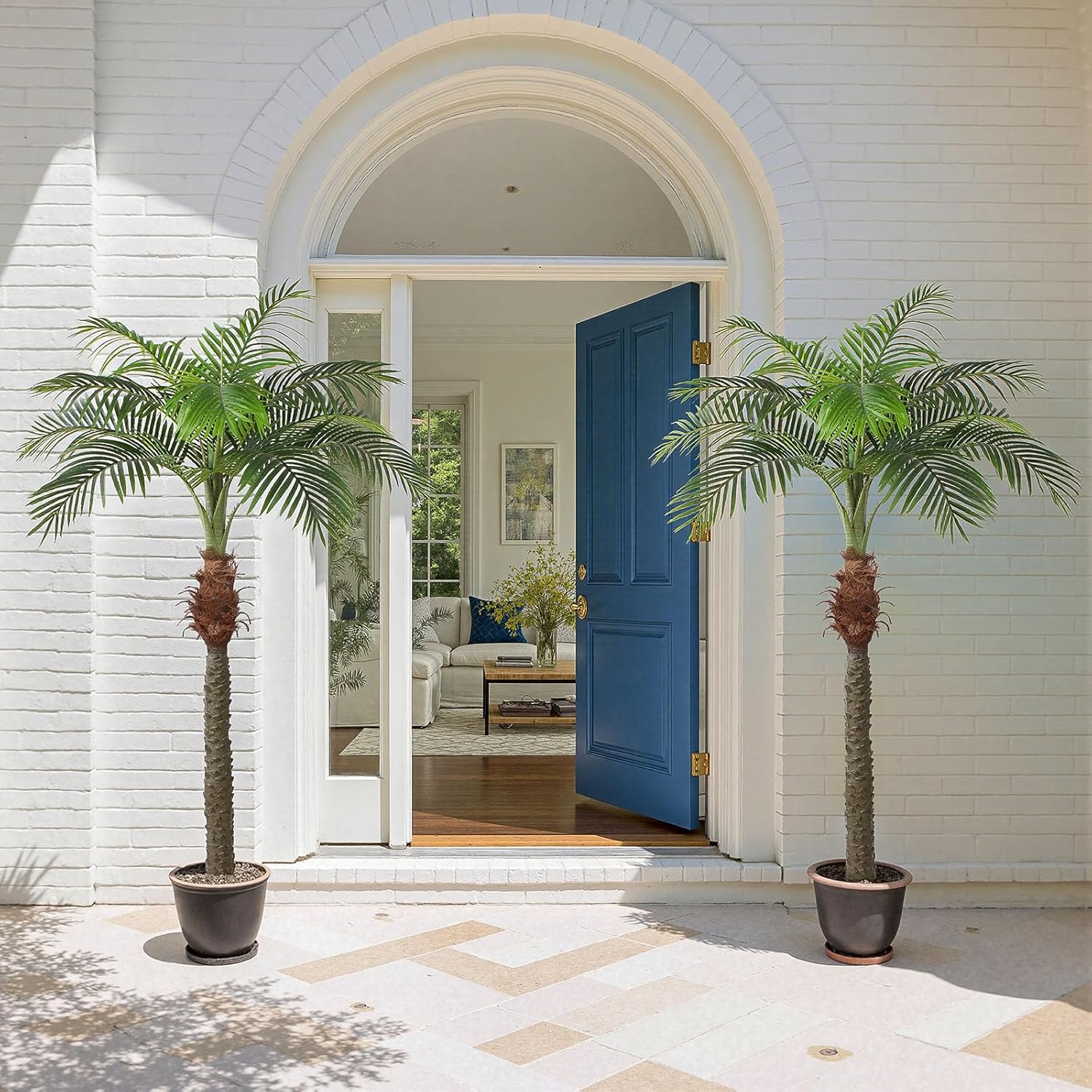 YEPDIN 2 PCS Fake Palm Tree 7 FT,Tall Artificial Palm Trees for Outdoor Indoor Decor,Faux Phoenix Palm Plants for Outside Patio Pool Coastal Home Office Living Room
