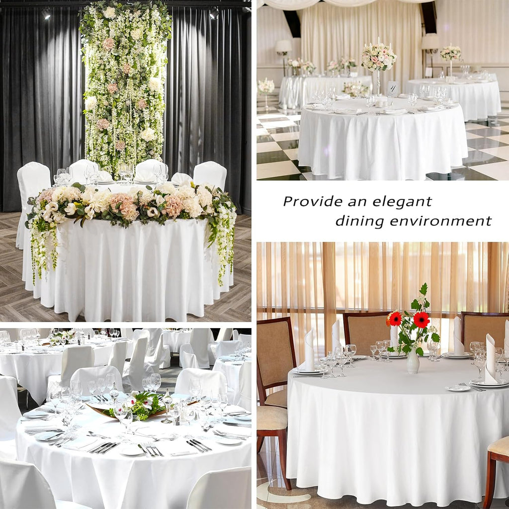 12 Pack Round Tablecloth 120 inch White Table cloths for Round Tables,Stain and Wrinkle Resistant Washable Polyester Tablecloths White Table Cloth 120 Inch Table Cloth for Wedding Party Birthday