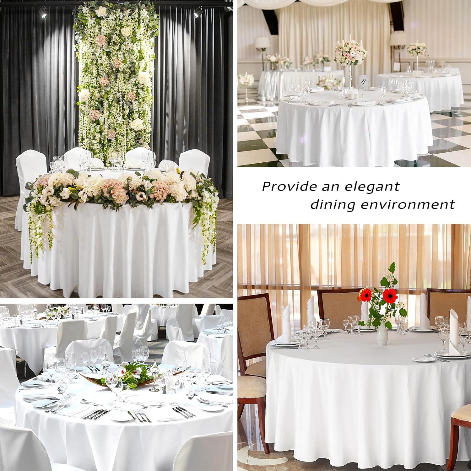 12 Pack Round Tablecloth 120 inch White Table cloths for Round Tables,Stain and Wrinkle Resistant Washable Polyester Tablecloths White Table Cloth 120 Inch Table Cloth for Wedding Party Birthday
