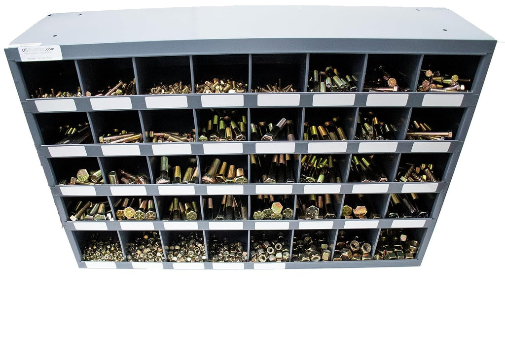2510 Piece Fine Thread SAE Grade 8 Bolt, Nut, and Washer Assortment with 40 Hole Bin