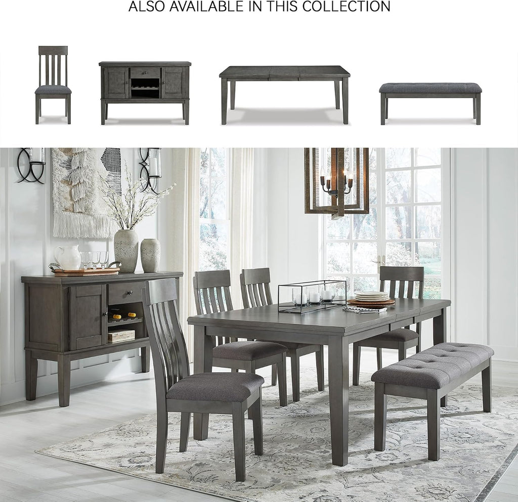Signature Design by Ashley Hallanden Contemporary Dining Upholstered Side Chair, Set of 2, Armless, Comb Back Design, Wood Frame, Gray