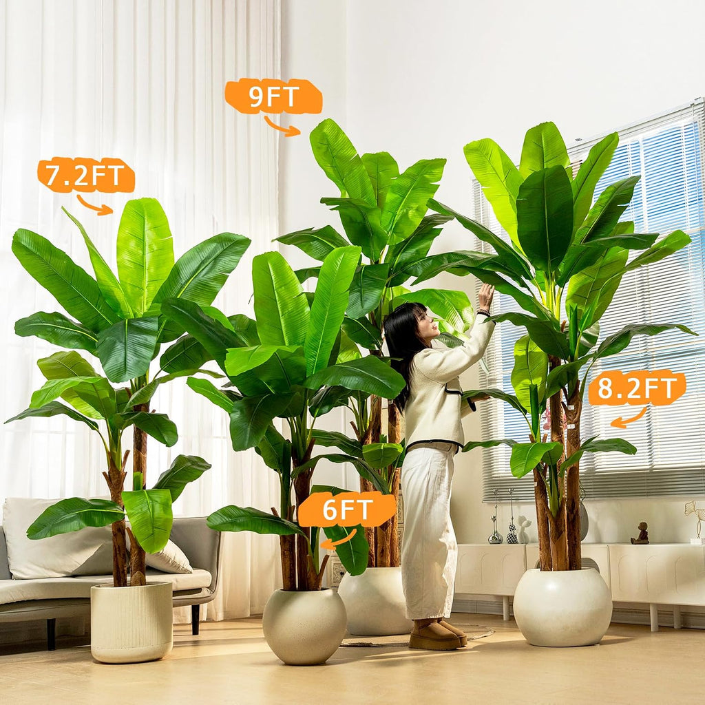 Erimda 7.2FT Artificial Banana Tree Tall Fake Banana Leaf Plant Faux Banana Silk Tree Faux Banana Leaves for Home Swimming Pool Indoor Outdoor Patio Tropical Decor