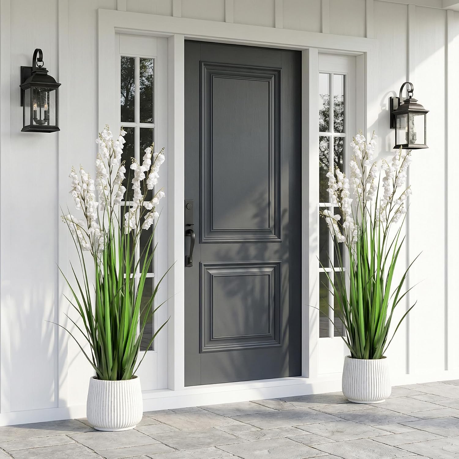 Fake Plants Home Decor Fake Flowers Artificial Plants Outdoor Tall Grass Plant Artificial Pampas Grass Decor Artificial Plants Indoor Fake Grass Living Room Decor Artificial Grass 36'2PCS White