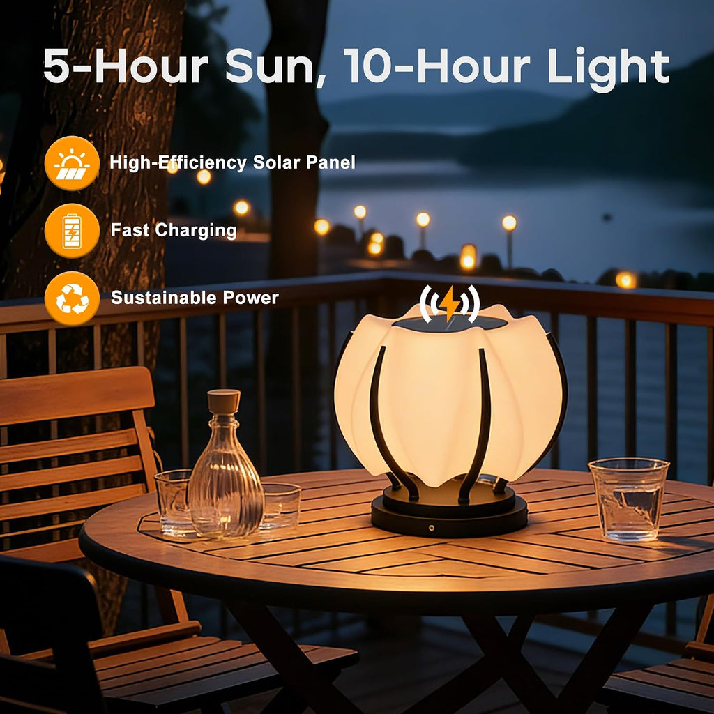 Solar Post Lights, IP54 Modern Pillar Light, Waterproof Column Lamp Outdoor, Dusk to Dawn Solar Post Cap Light with 3200K LED,Fence Deck Cap Lights for Garden Deck Patio Outside Lighting (Flower)