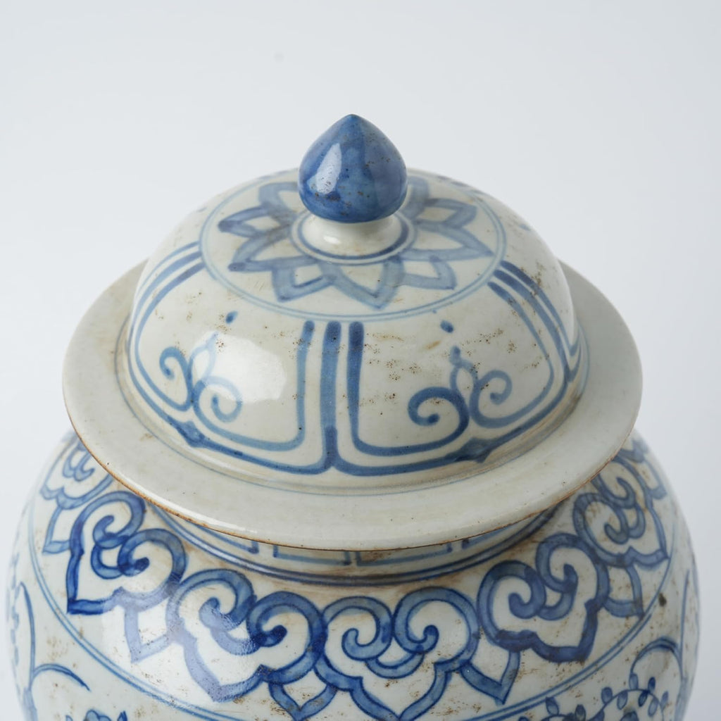 Handmade 41' Ceramic Ginger Jar w/Lid - Classic Chinese Style Porcelain Jar Tea Storage for Home Decor DecorativeTemple Jar Centerpiece Vintage Accent Antique Vase (Blue And White)