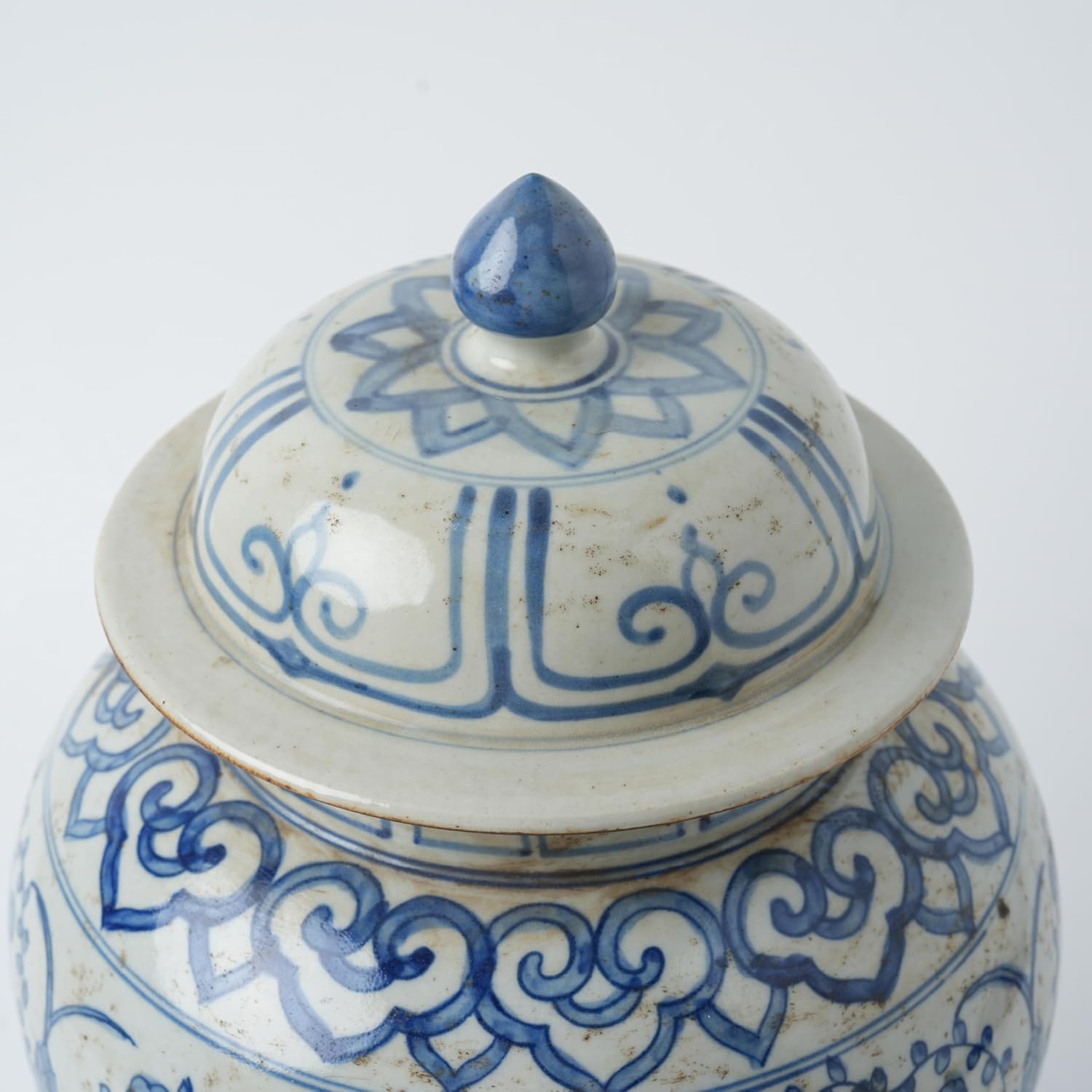 Handmade 41' Ceramic Ginger Jar w/Lid - Classic Chinese Style Porcelain Jar Tea Storage for Home Decor DecorativeTemple Jar Centerpiece Vintage Accent Antique Vase (Blue And White)