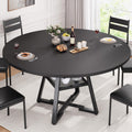 Jocoevol 51'' Round Dining Table,Kitchen Dining Room Circle Dinner Pedestal Table,Space Saving Wood Kitchen & Dining Room Furniture (Black, 51In)