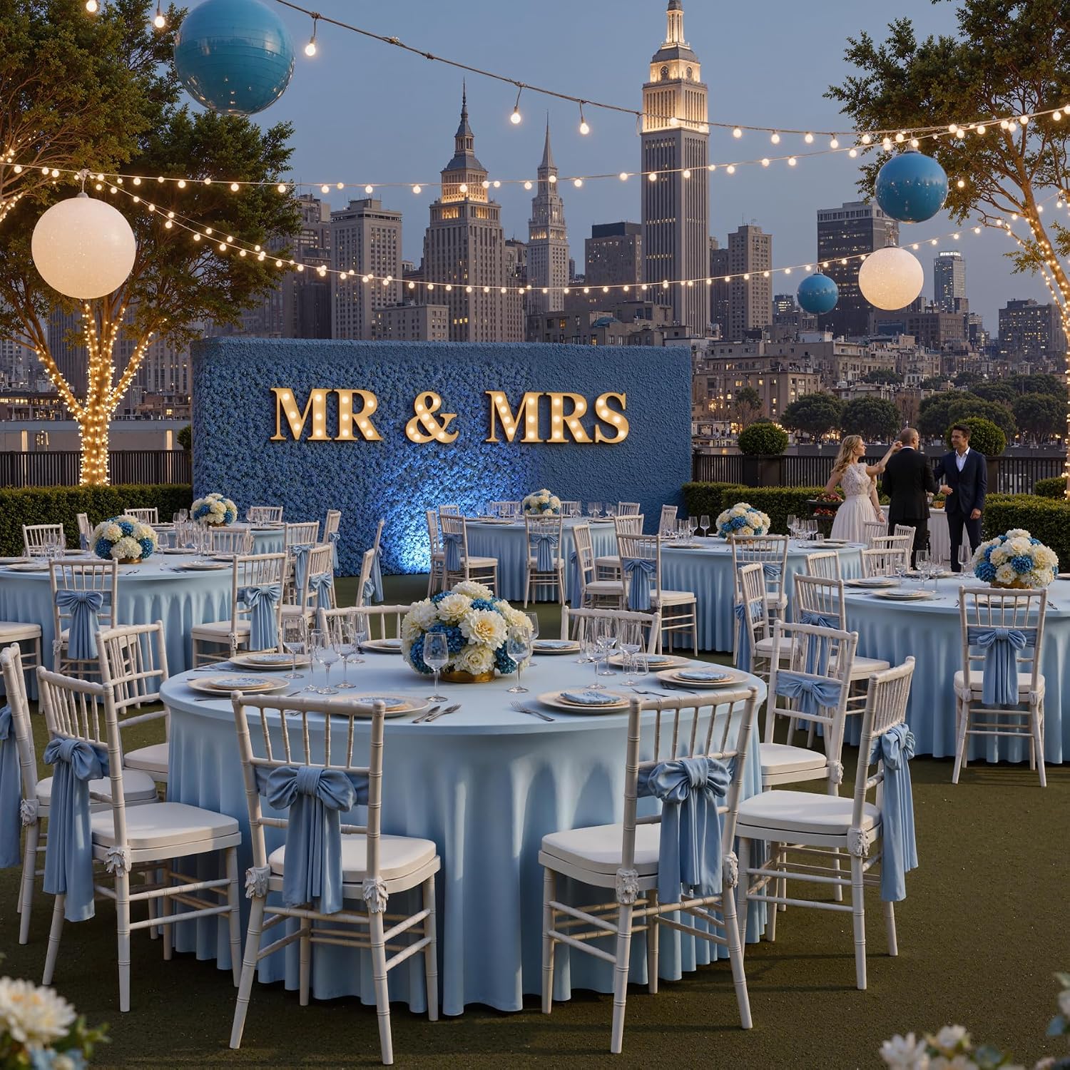 Outpain 6 Pack Dusty Blue Spandex Tablecloth for 60in/5FT Round Tables,Stretchy 120inch Fitted Round Table Cloths, Wrinkle Free Tablecloth with Skirt for Wedding, Graduation & Banquet